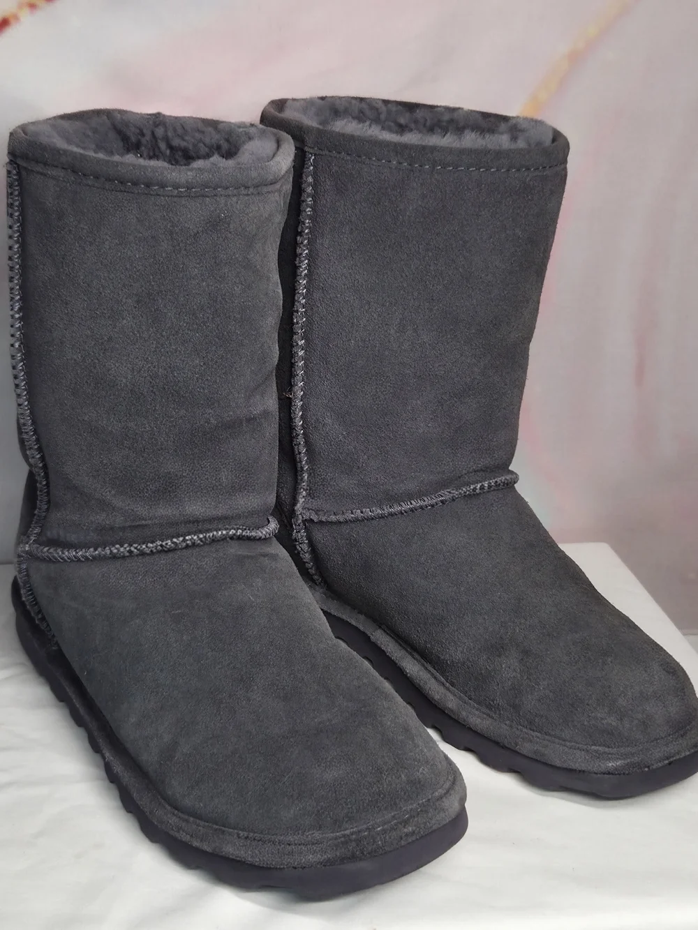 BEARPAW | Women's Elle Short Graphite Suede Winter Boots | Size 7 |